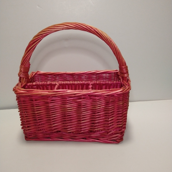 Utensil Caddy Pink Wicker - Picture 2 of 8